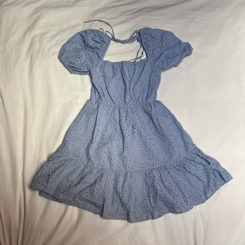 Organic Cotton Puff Sleeve Eyelet Dress - Picture 13 of 13